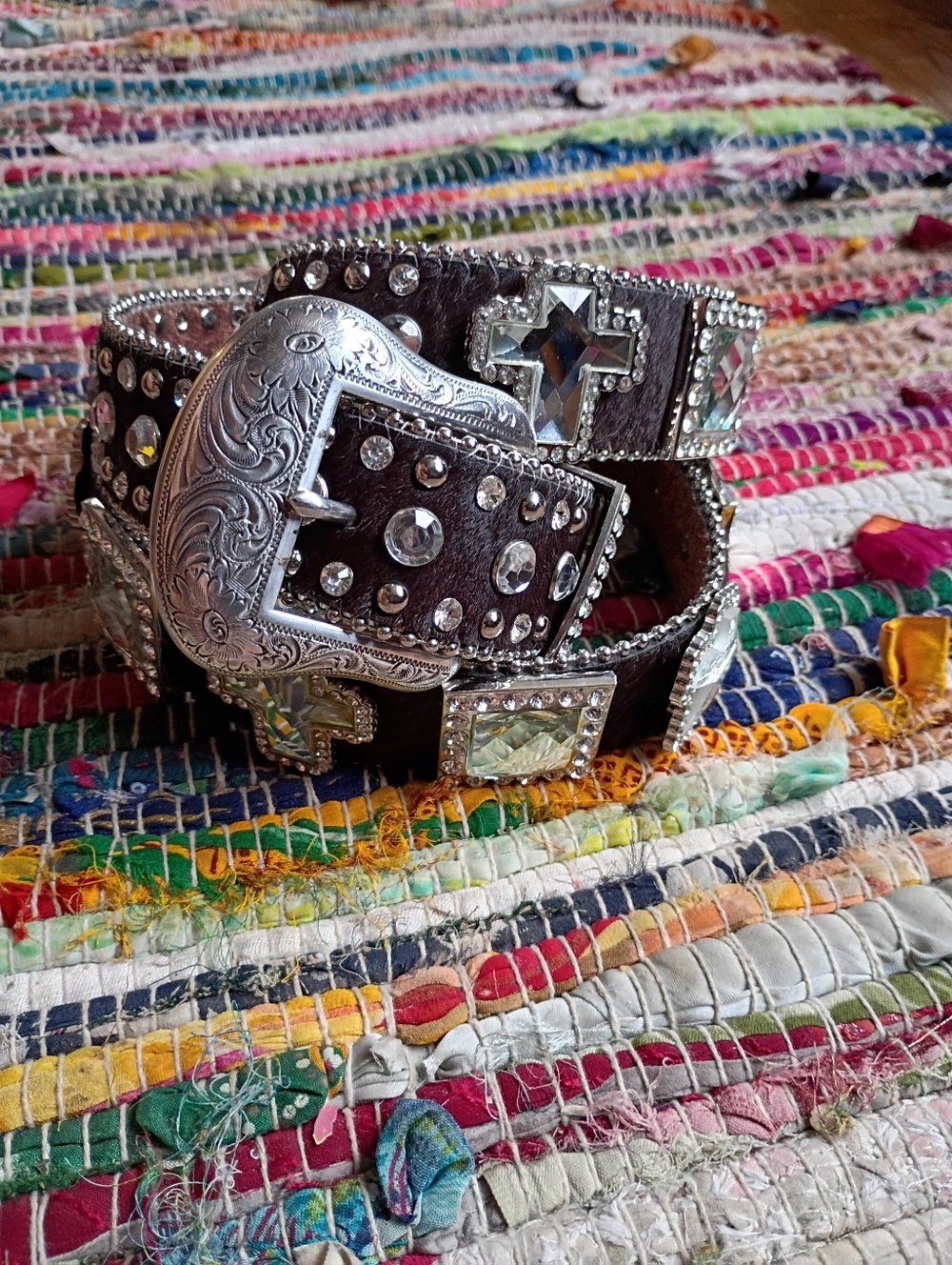 Rhinestone Cowhide Belt
